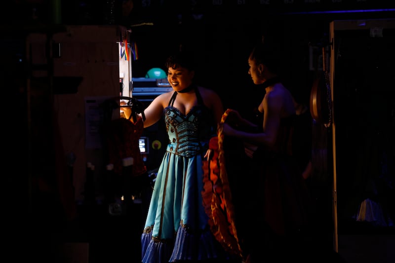 Moulin Rouge! The Musical: The cast prepare for their Matinee show in the Bord Gais Energy theatre. Photograph Nick Bradshaw / The Irish Times