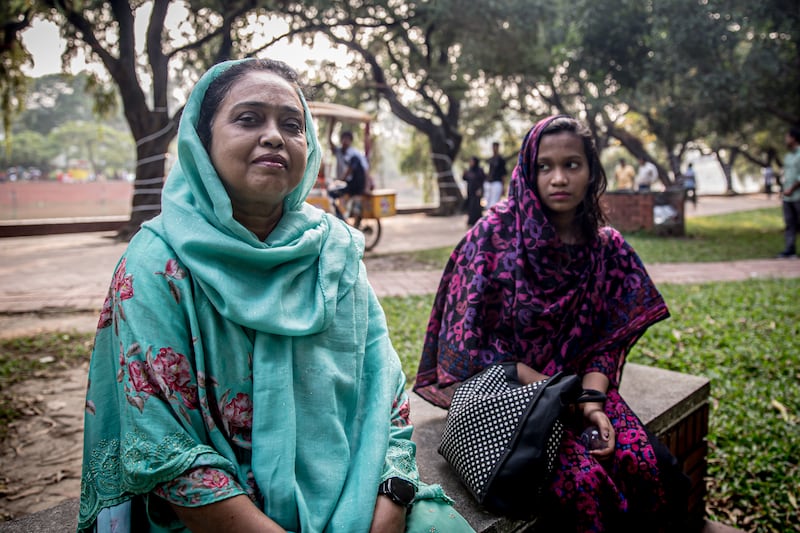 Retired high school teacher Nahid Shultana (60) and her 'maid servant'. Photograph: Sally Hayden