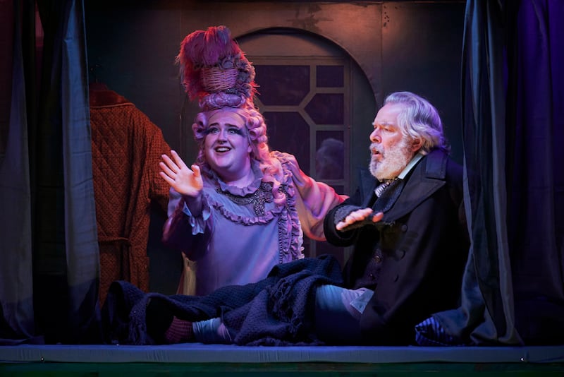 Wren Dennehy and Lloyd Hutchinson in A Christmas Carol at the Gate Theatre. Photograph: Ros Kavanagh