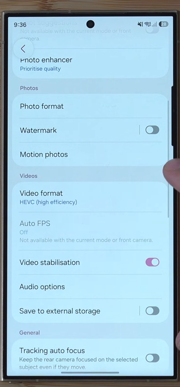 One UI 8.5 camera settings