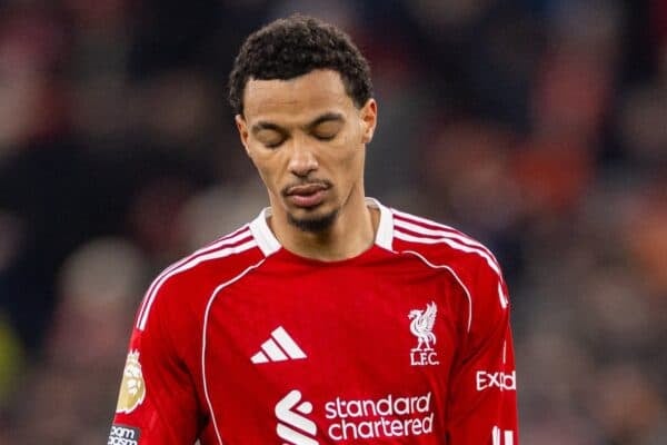 LIVERPOOL, ENGLAND - Wednesday, December 3, 2025: Liverpool's Hugo Ekitike reacts during the FA Premier League match between Liverpool FC and Sunderland AFC at Anfield. (Photo by David Rawcliffe/Propaganda)