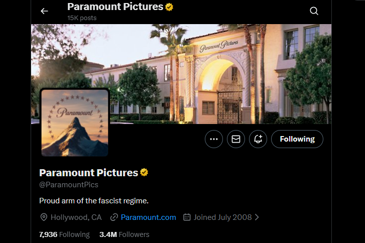 Paramount Pictures Hacked X Twitter