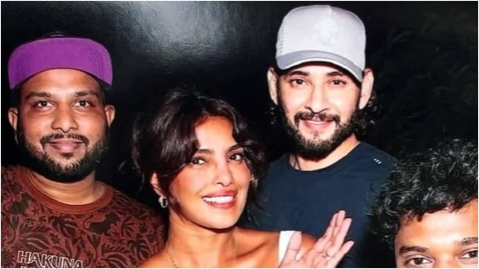 GlobeTrotter co-stars Priyanka Chopra and Mahesh Babu in Hyderabad