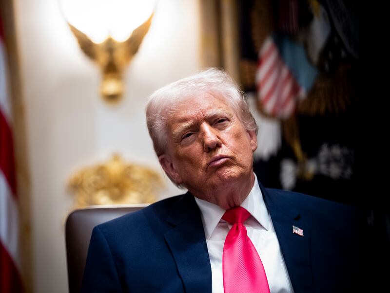 US president Donald Trump during a Cabinet meeting, at the White House in Washington. Photograpg: Doug Mills/The New York Times                      