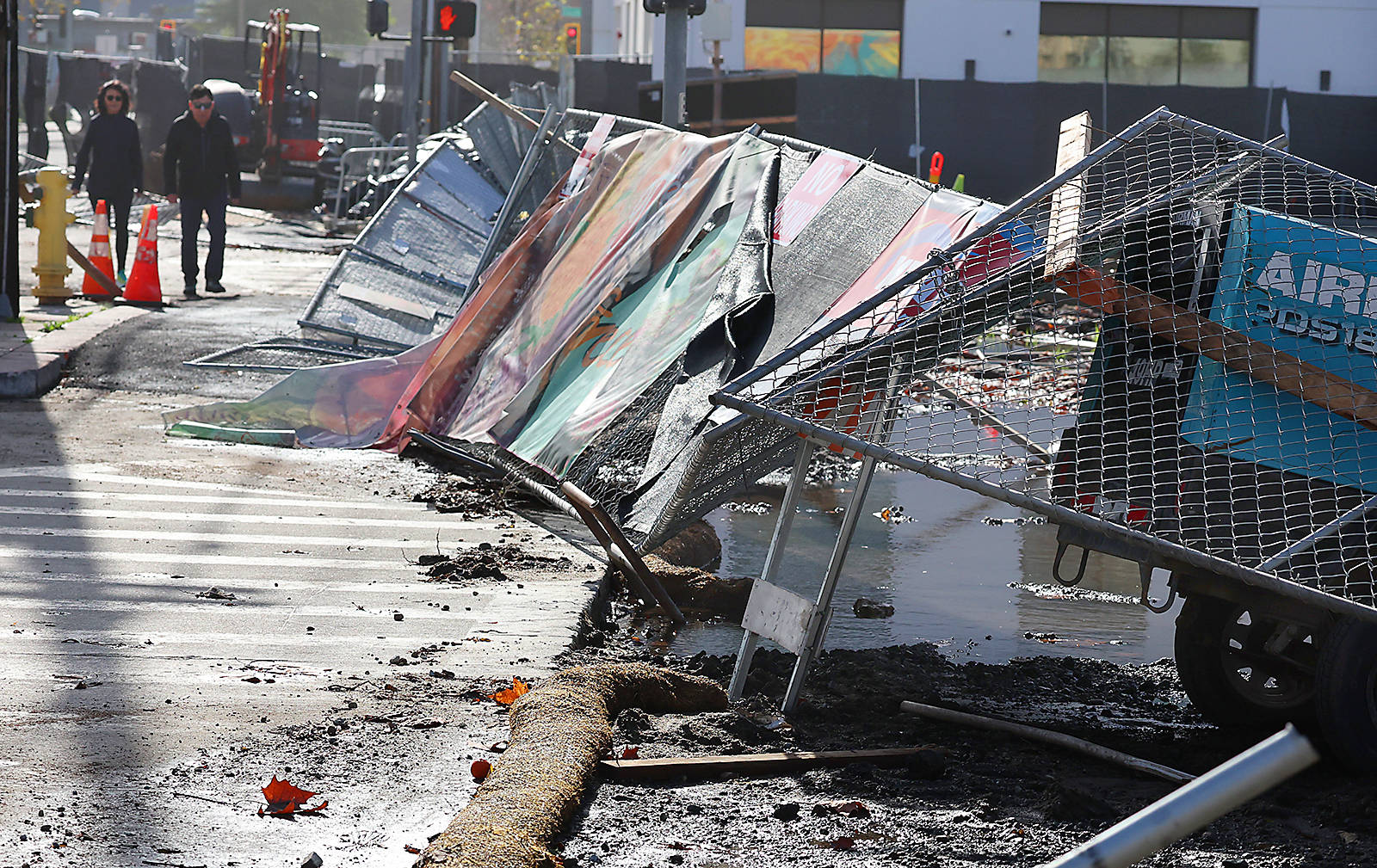 Fencing surrounding the downtown Santa Cruz Metro Center construction site...