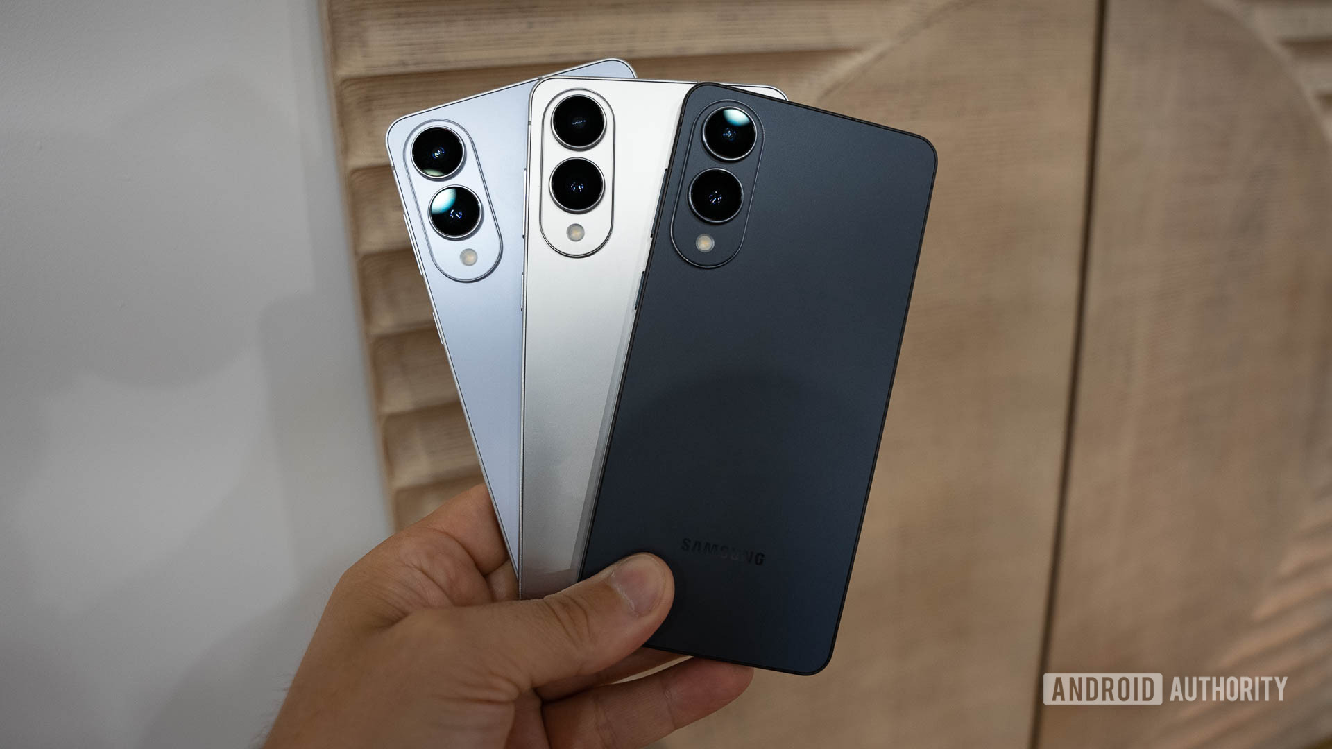 Samsung Galaxy S25 Edge All Three Colors In hand Fanned Samsung Galaxy S25 Edge All Three Colors In hand Fanned