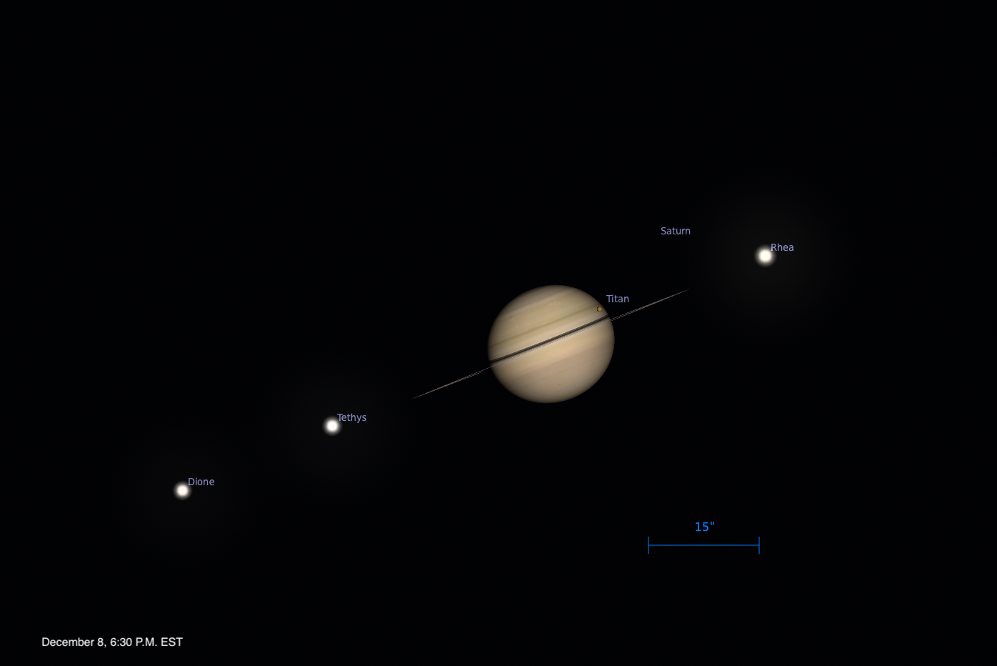 The Sky Today on Monday, December 8: Saturn’s moons shine