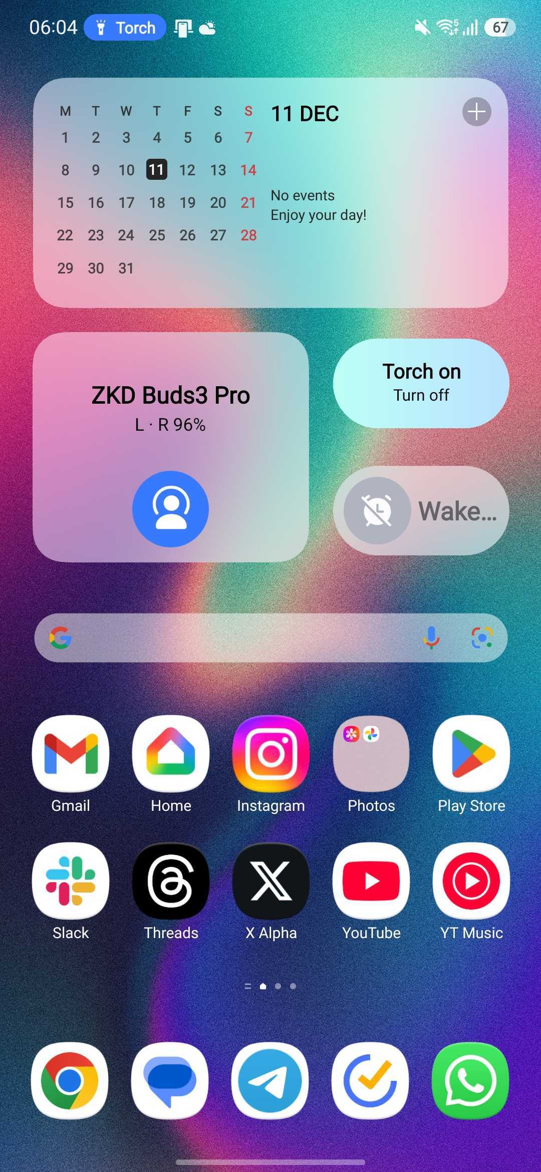 flashlight status indicator in the Now Bar