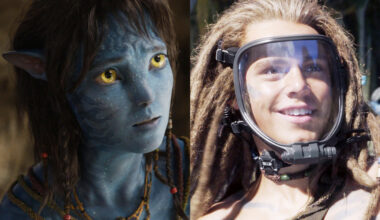 Sigourney Weaver in Avatar Fire and Ice and Jack Champion in Avatar The Way of Water