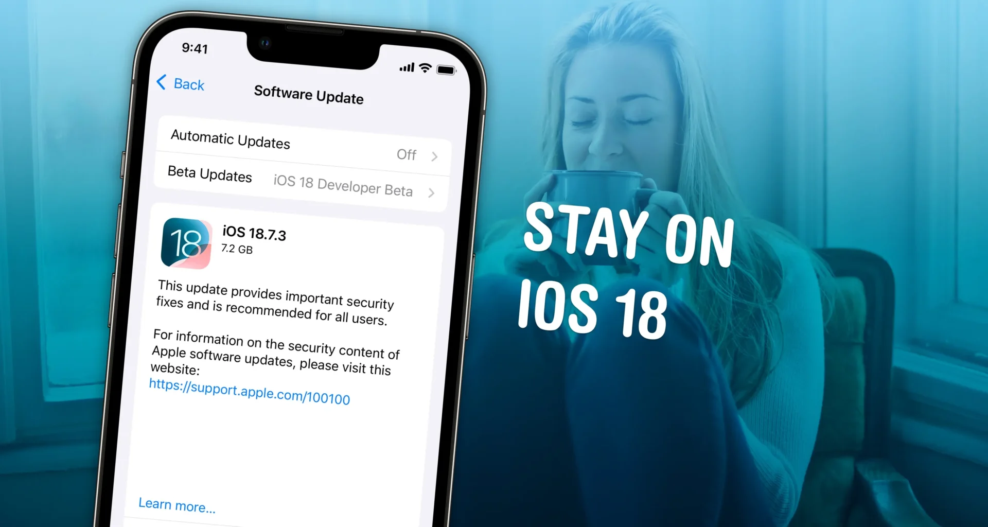 Image of an iPhone with the words