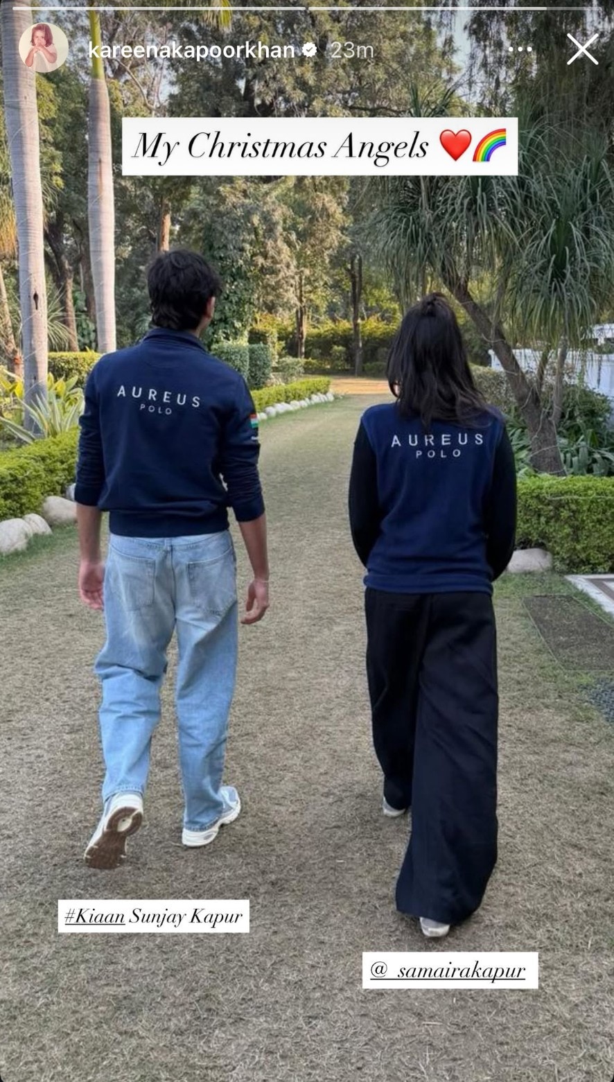 Kareena Kapoor posted a picture of Kiaan and Samaira in their dad's polo team jerseys.