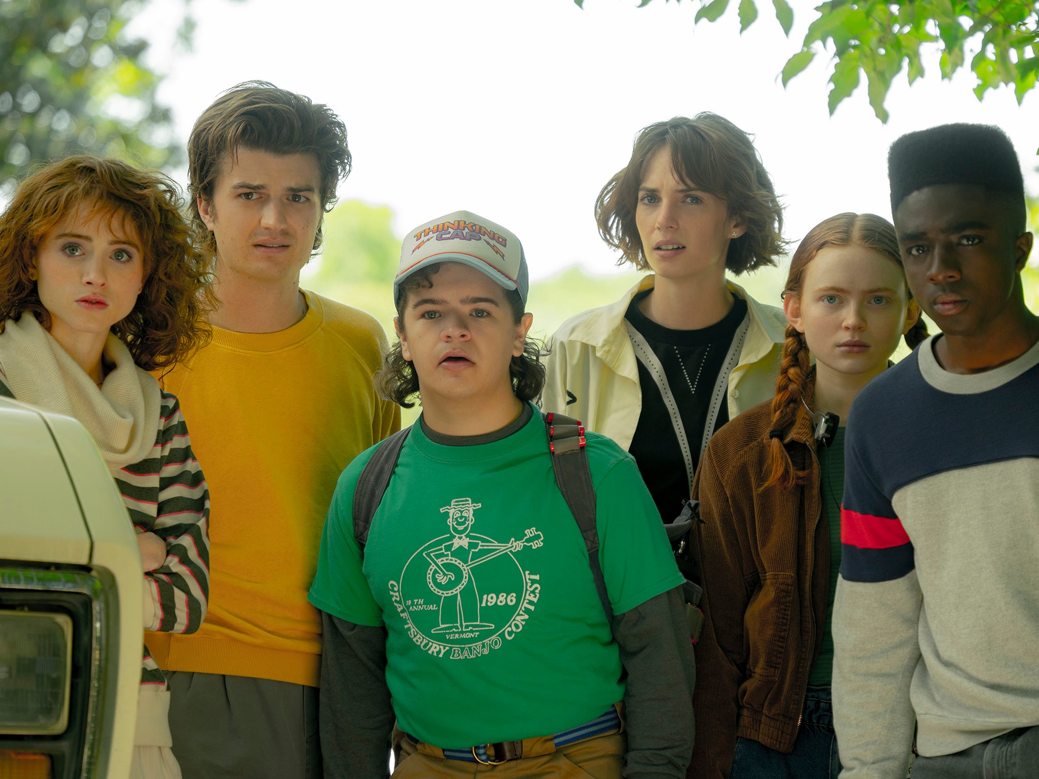‘Stranger Things’ fans have been pleading with the Duffer brothers to spare characters Steve (second from left) and Dustin (third from left)