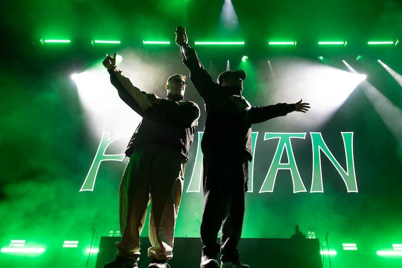 Kneecap on stage in the 3Arena. Photograph: Chris Maddaloni