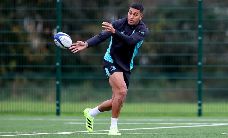 Rieko Ioane training for Leinster this week. Photograph: Andrew Conan/Inpho