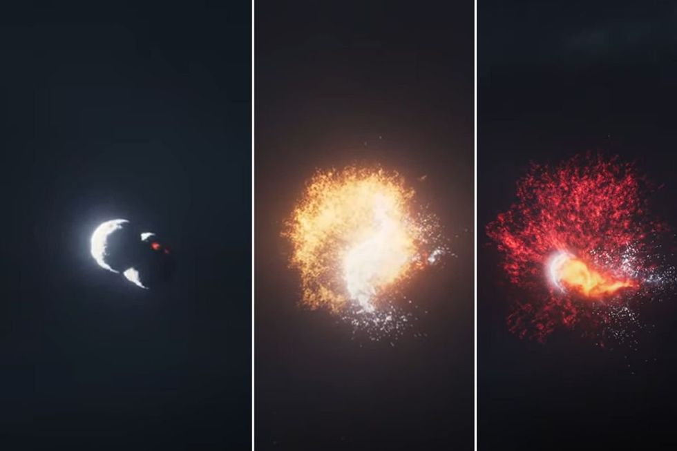 A time lapse of the collision in an artist's impression