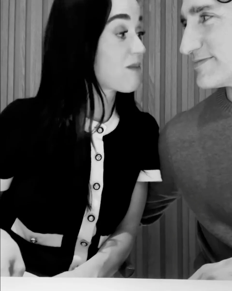 In the clip, Trudeau lovingly watched on as the pop star indulged in sushi. Katy Perry/Instagram