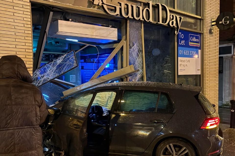 Car crashes into the front of Guud Day café on Chancery Street. Pic:@2-C_or_not_to_B