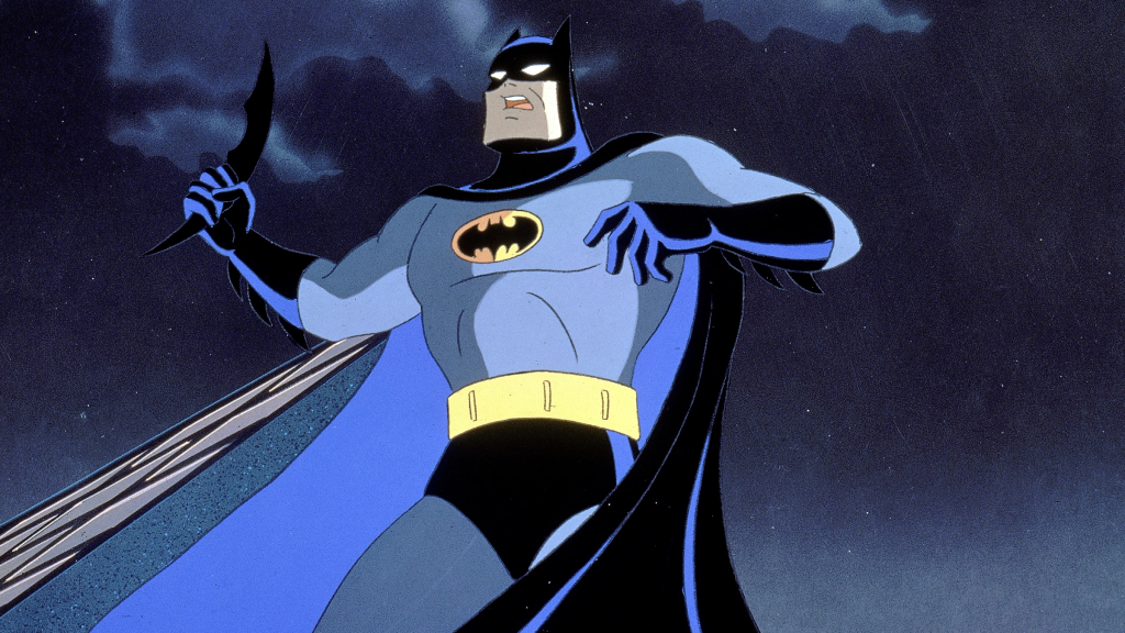 Batman holding a batarang in Batman: Mask of the Phantasm (1993)