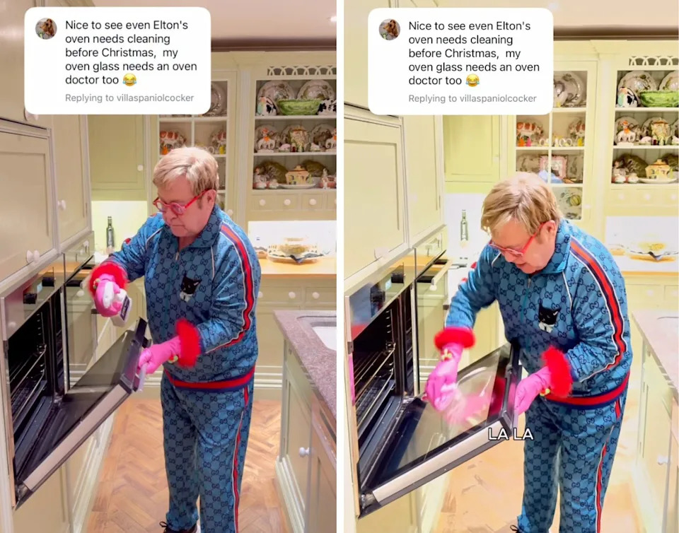 Elton John in his kitchen