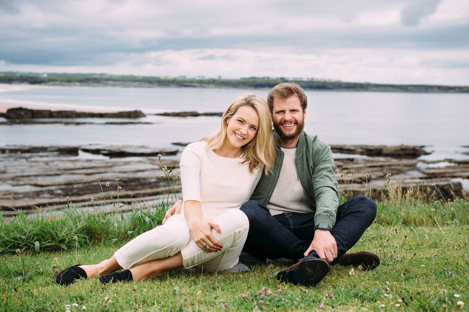 Aoibhín Garrihy and John Burke on the cliffs at Spanish Point in Co Clare. Photo: Eamon Ward