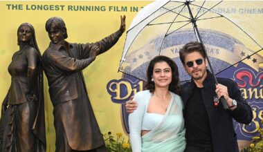 Delight for Bollywood fans! Shah Rukh Khan, Kajol unveil ‘DDLJ’ sculpture at London’s Leicester Square - Deccan Herald