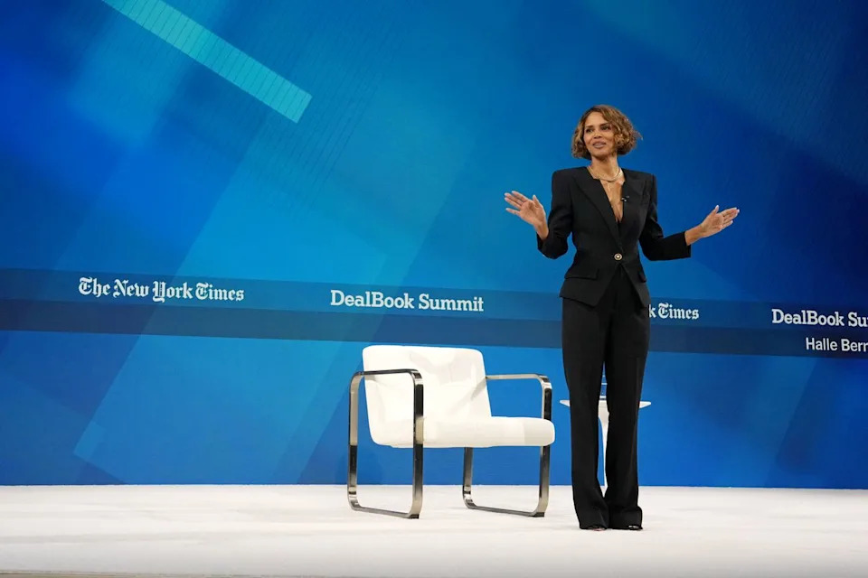 Getty Images Halle Berry speaks onstage during The New York Times DealBook Summit 2025 at Jazz at Lincoln Center on December 3