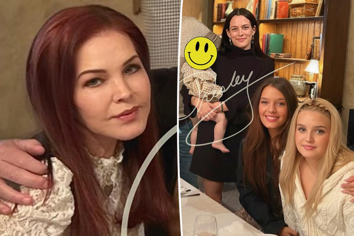Lisa Marie Presley's twin daughters pose with sister Riley Keough, grandma Priscilla in rare family photo