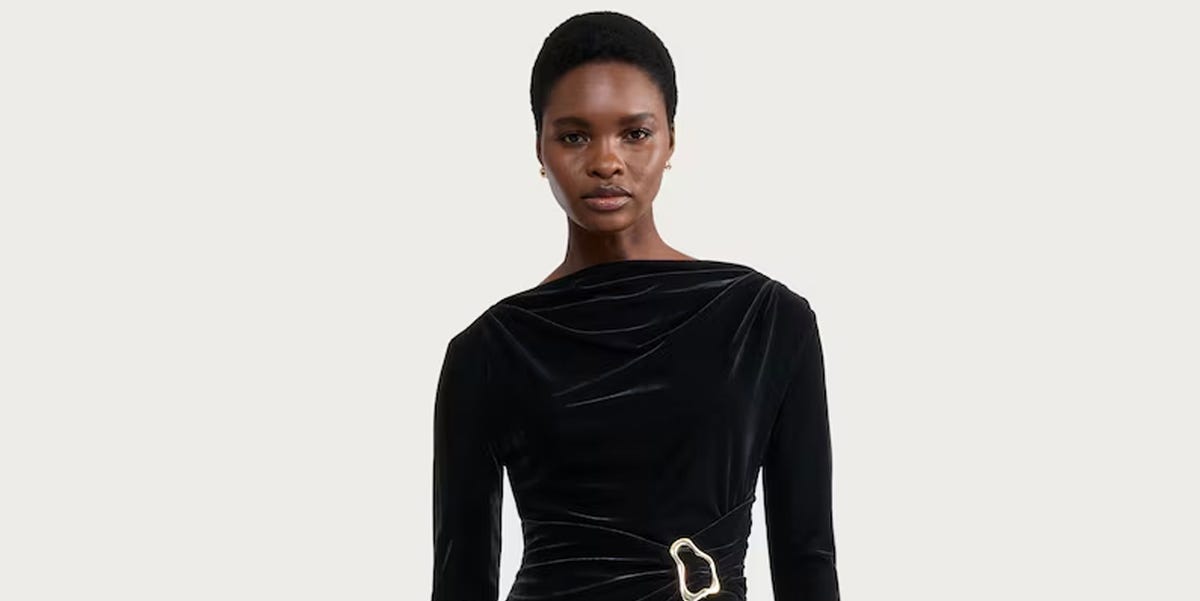 F&F's velvet midi dress is the most stylish Christmas party outfit this season