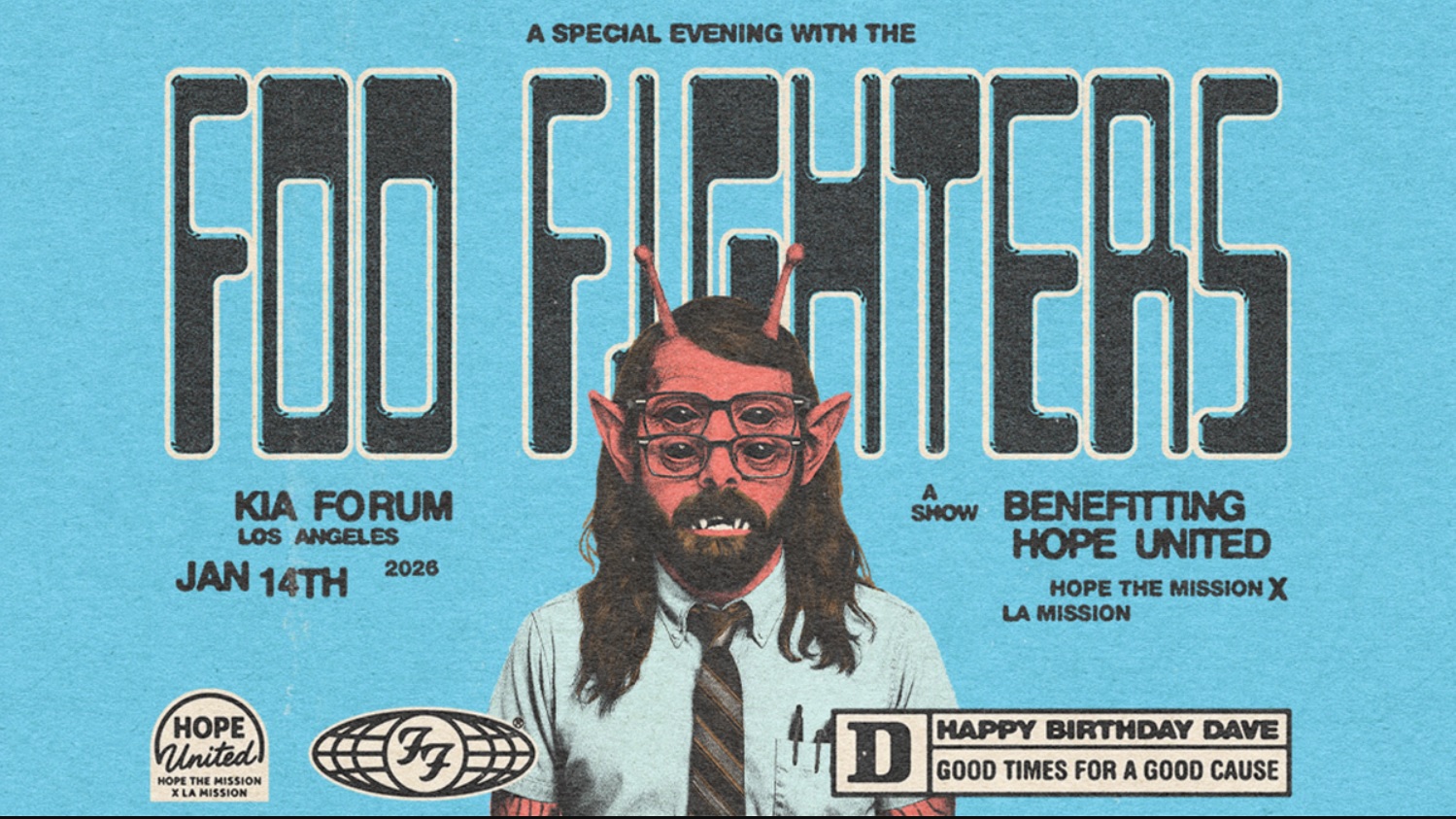 Foo Fighters to Give Back for Dave Grohl’s Birthday: Benefit Concert Jan. 14 at Kia Forum for Hope The Mission + Los Angeles Mission