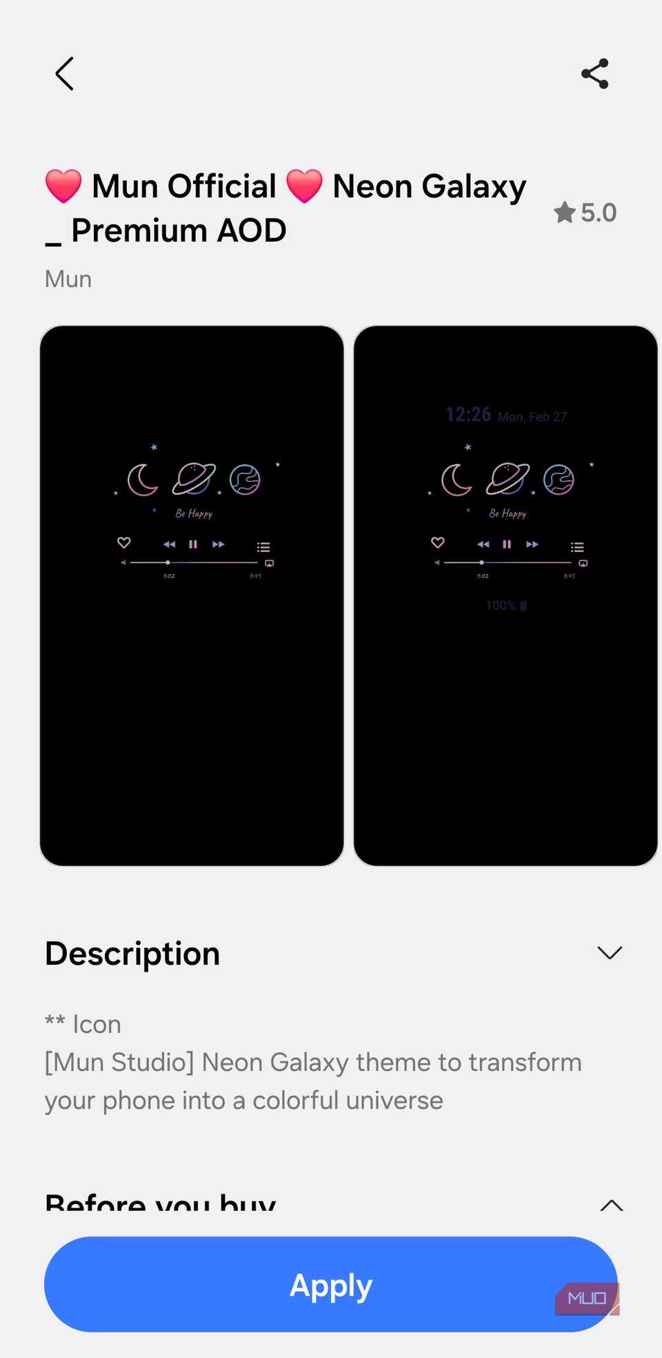 Galaxy Themes app on Samsung Galaxy phone