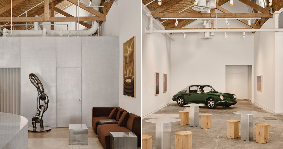 industrial montreal warehouse renovated to become hybrid art space and café