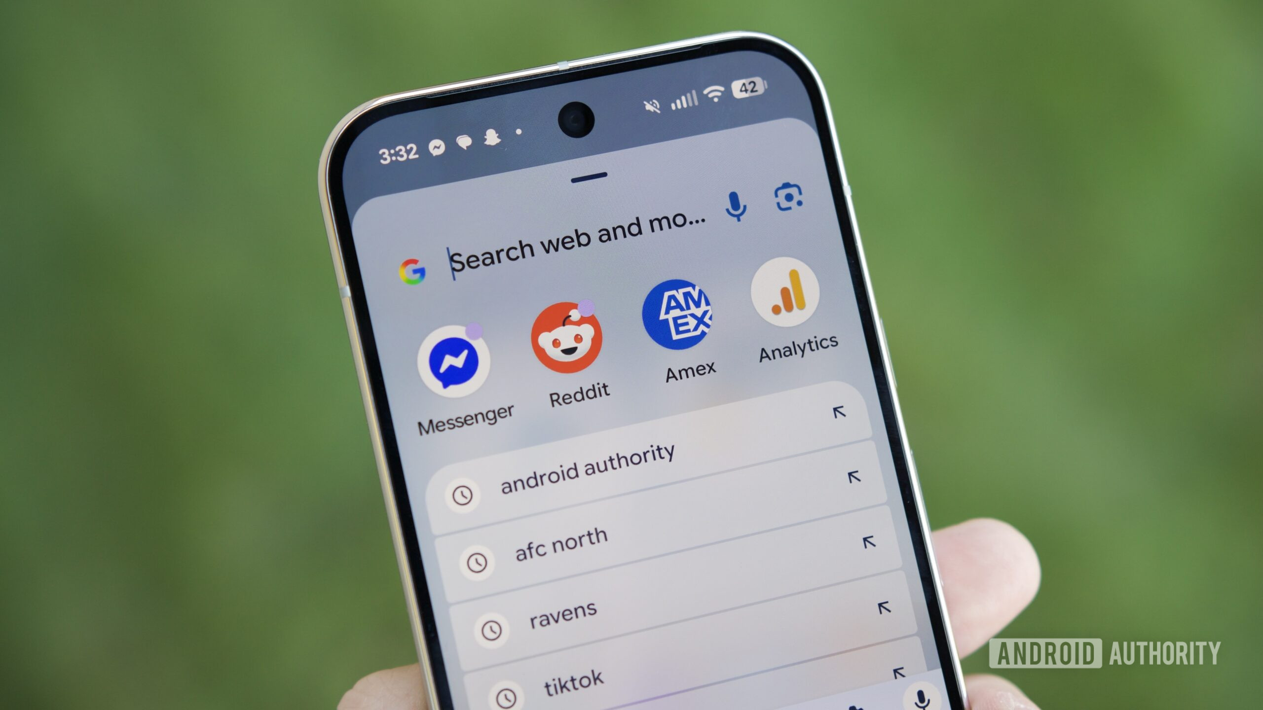 Pixel Launcher search bar results page, as shown on a Pixel 10 Pro.