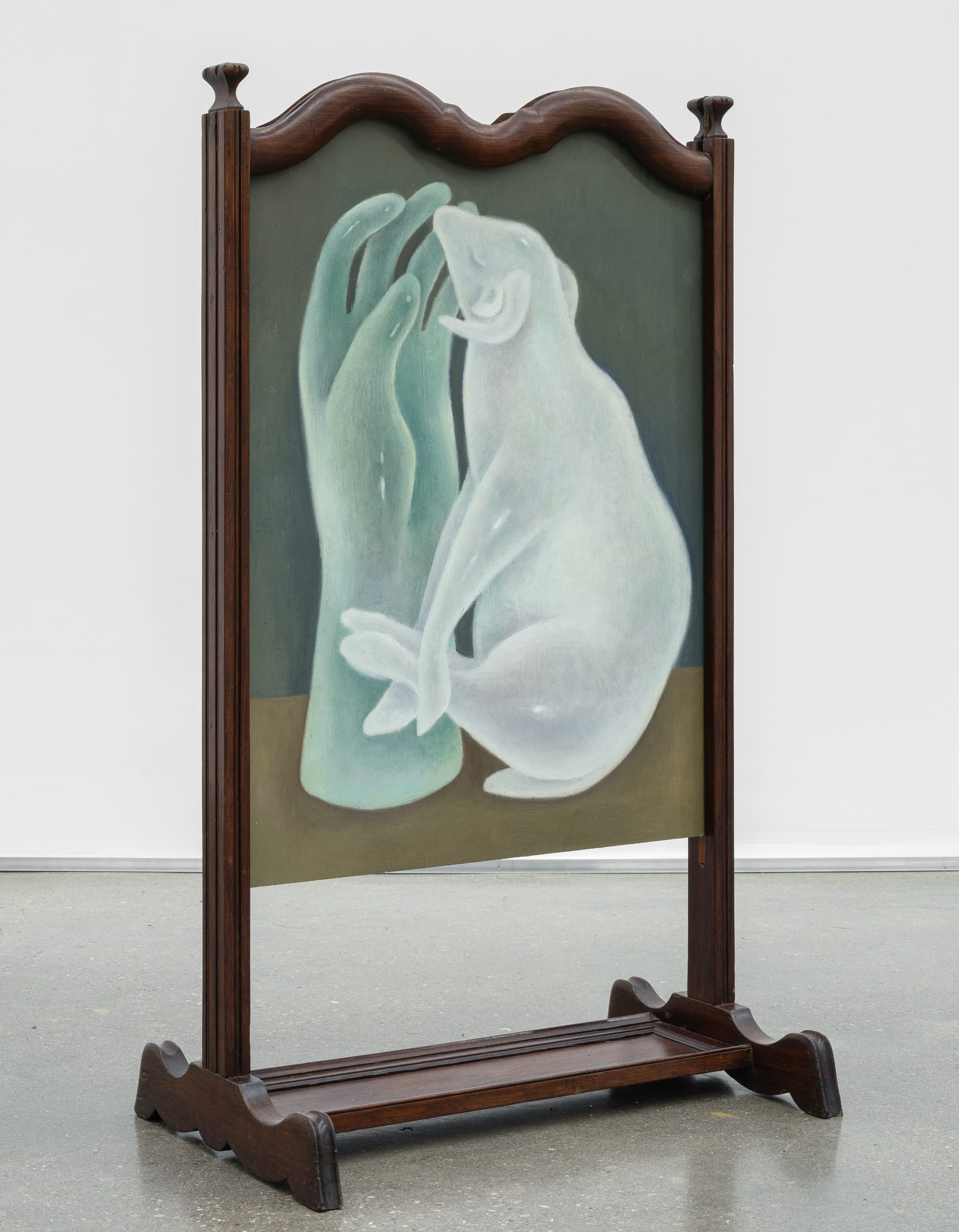 a painting of a hand and sheep on a panel in a wooden board by Shuo Hao