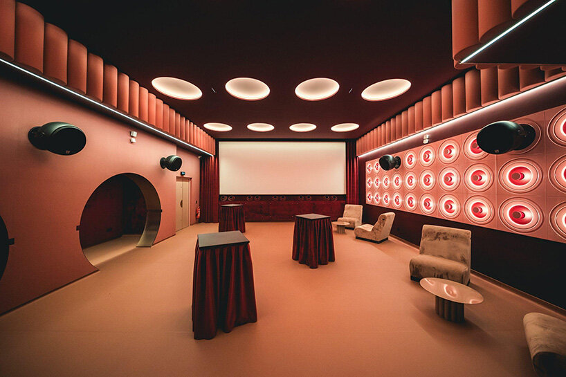 historic parisian cinema is reborn in wes anderson-like pastel hues and velvet touches