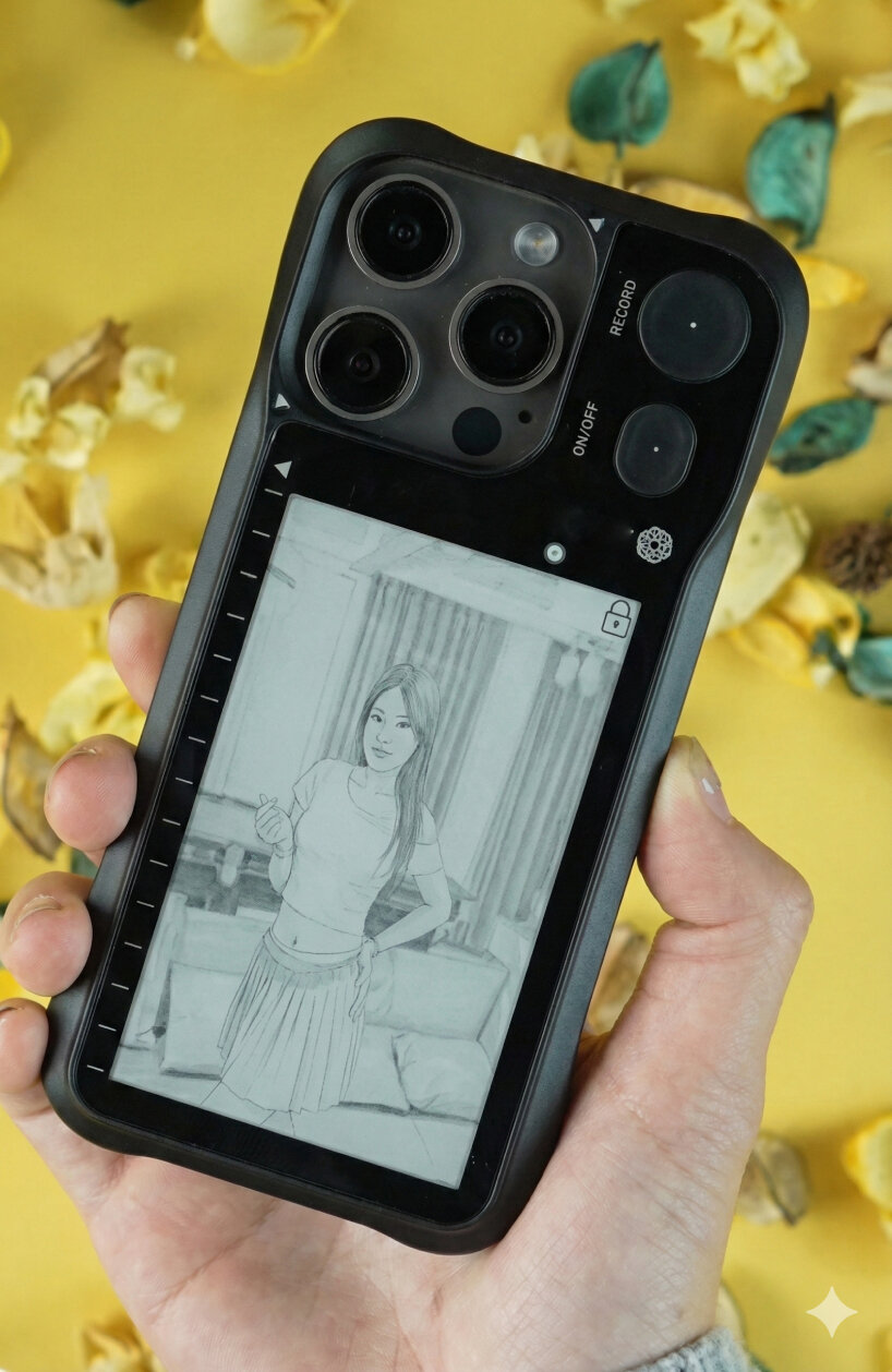 iPhone case e-ink display