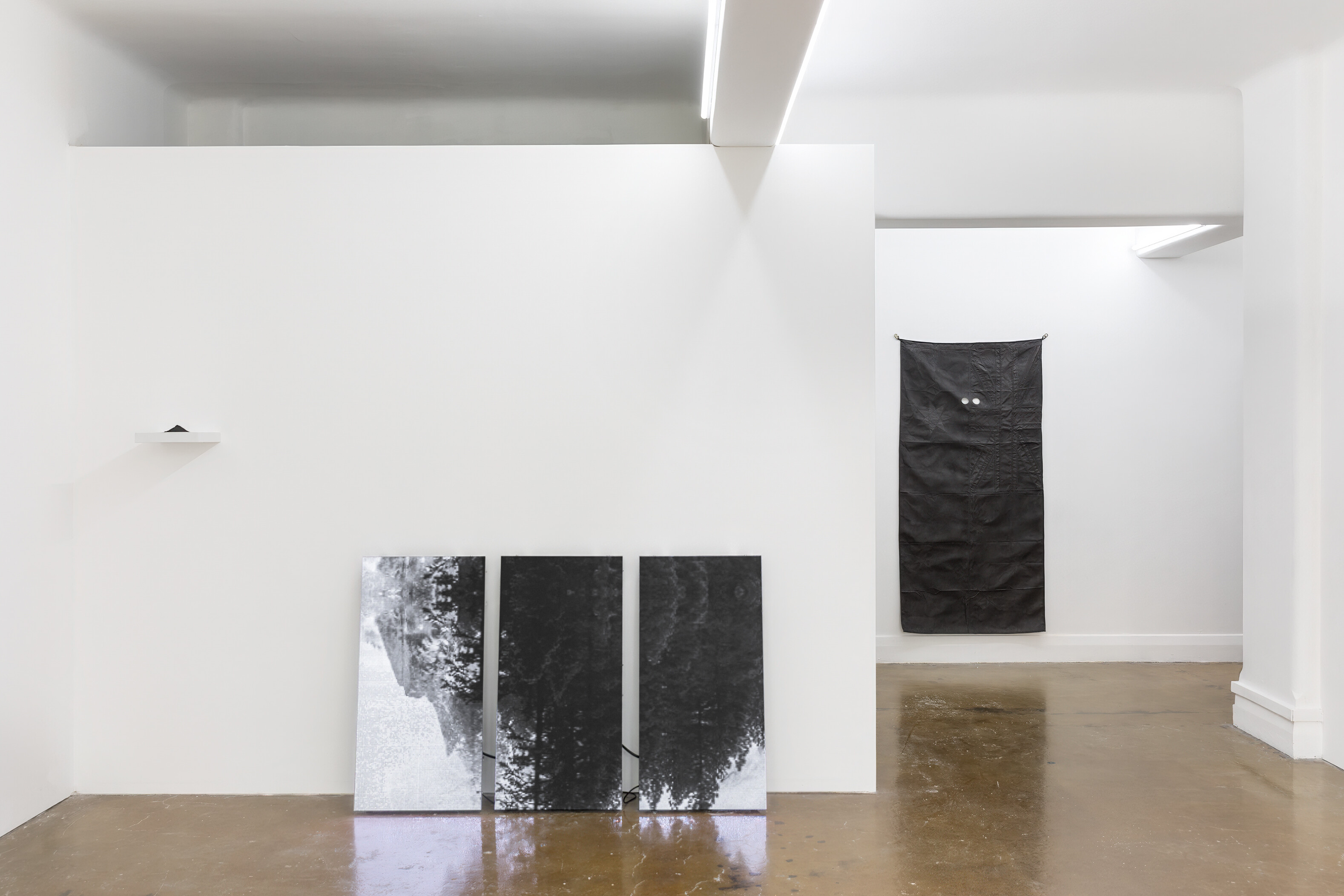 <p>Installation view of <em>Black.2</em> at Void_Melbourne<em>. </em>Left to right: Paul Handley, David McBurney, Nick Devlin. Courtesy of the artists &<em> </em>Void_Melbourne. Photo: Andrew Curtis Photography</p>