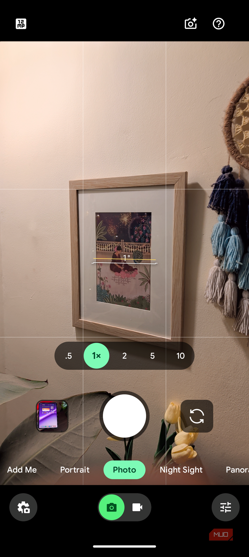 Screenshot of the Google Pixel 10 Pro while clicking a picture to show the viewfinder