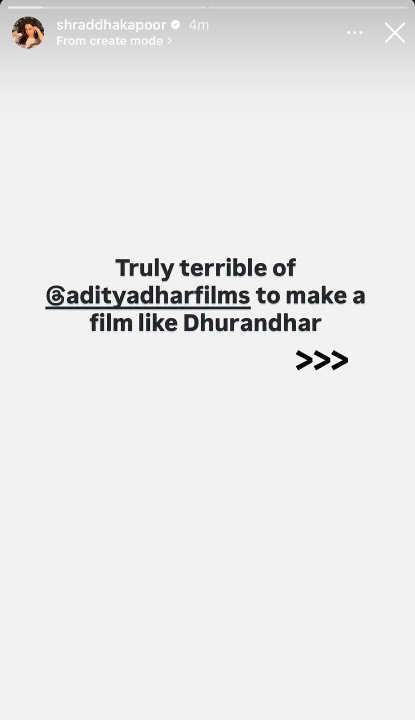 Shraddha Kapoor reviews Aditya Dhar's Dhurandhar.