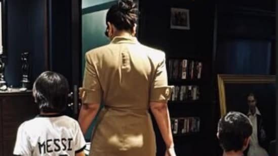 Kareena Kapoor has shared a picture with her sons Taimur and Jeh.