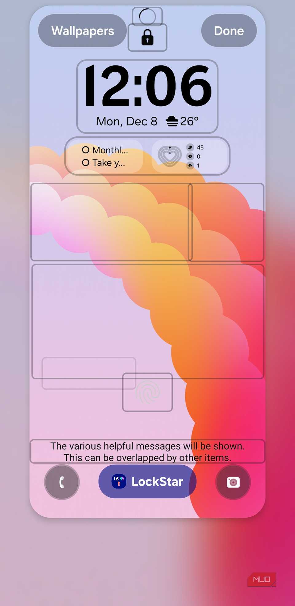 Lock screen widget edit mode on Samsung phone