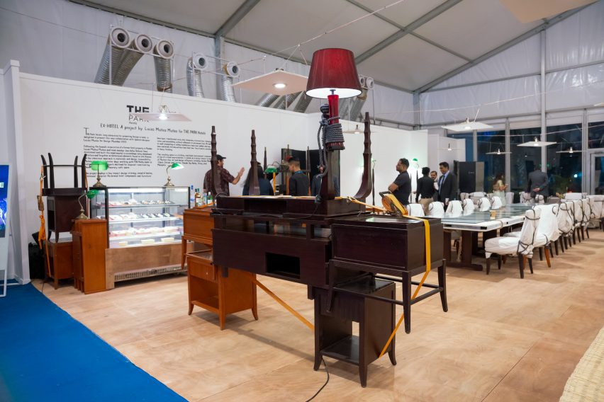 Furniture at Design Mumbai cafe