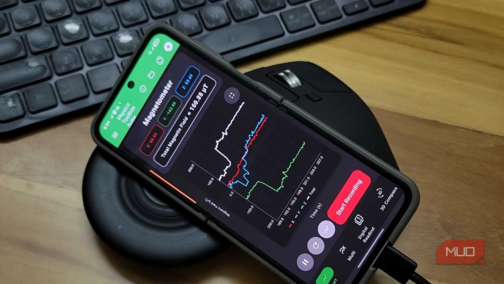 magnetometer tool open on a Samsung Galaxy Z Flip 6