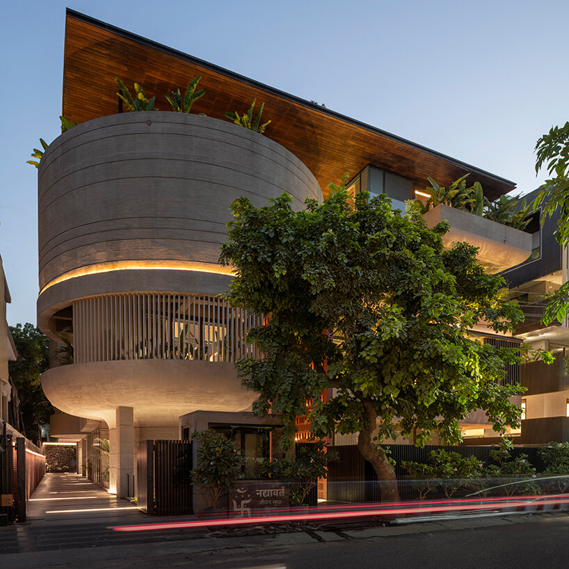 atrey and associates' brutalist home pairs climatic intelligence with material honesty