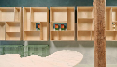 lucas y hernández-gil adds organic marble tables to madrid store