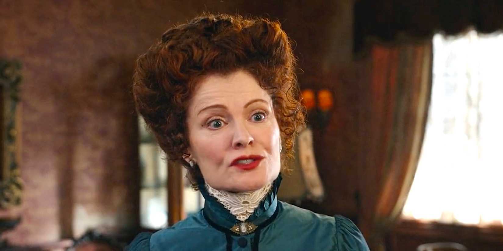 Rebecca Wisocky's Hetty looking annoyed in Ghosts season 4