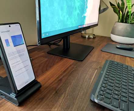 Samsung Galaxy Z Fold 5 in DeX dock.