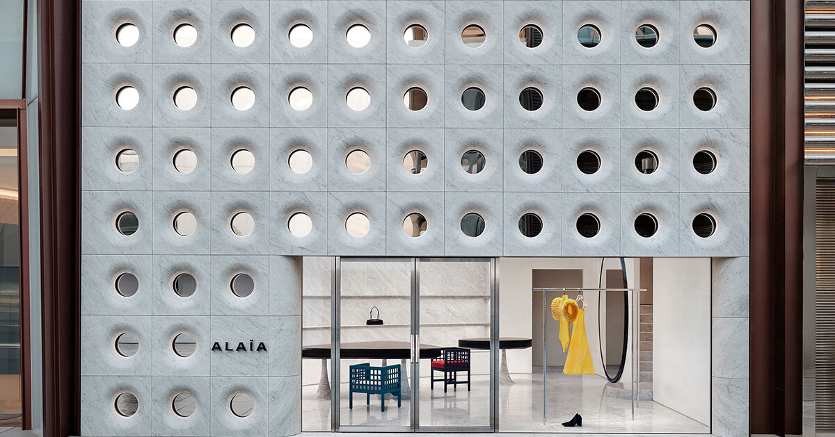 marble facade by halleroed fronts alaïa's china flagship in beijing