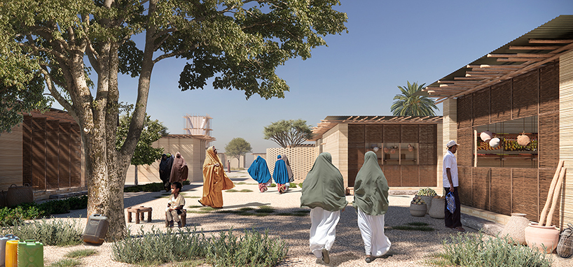mud bricks and wood build low-cost shelter modules for displaced communities in somalia