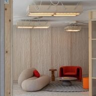 Seating area in CoLab showroom by Lucas Muñoz for Sancal