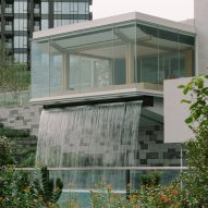 Waterfall at the Tea House at Pavilia Farm by Snøhetta
